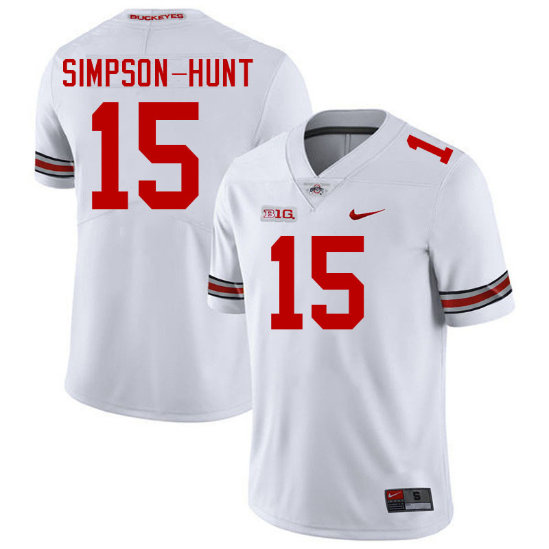 #15 Calvin Simpson-Hunt Ohio State Buckeyes Jerseys Football Stitched-White